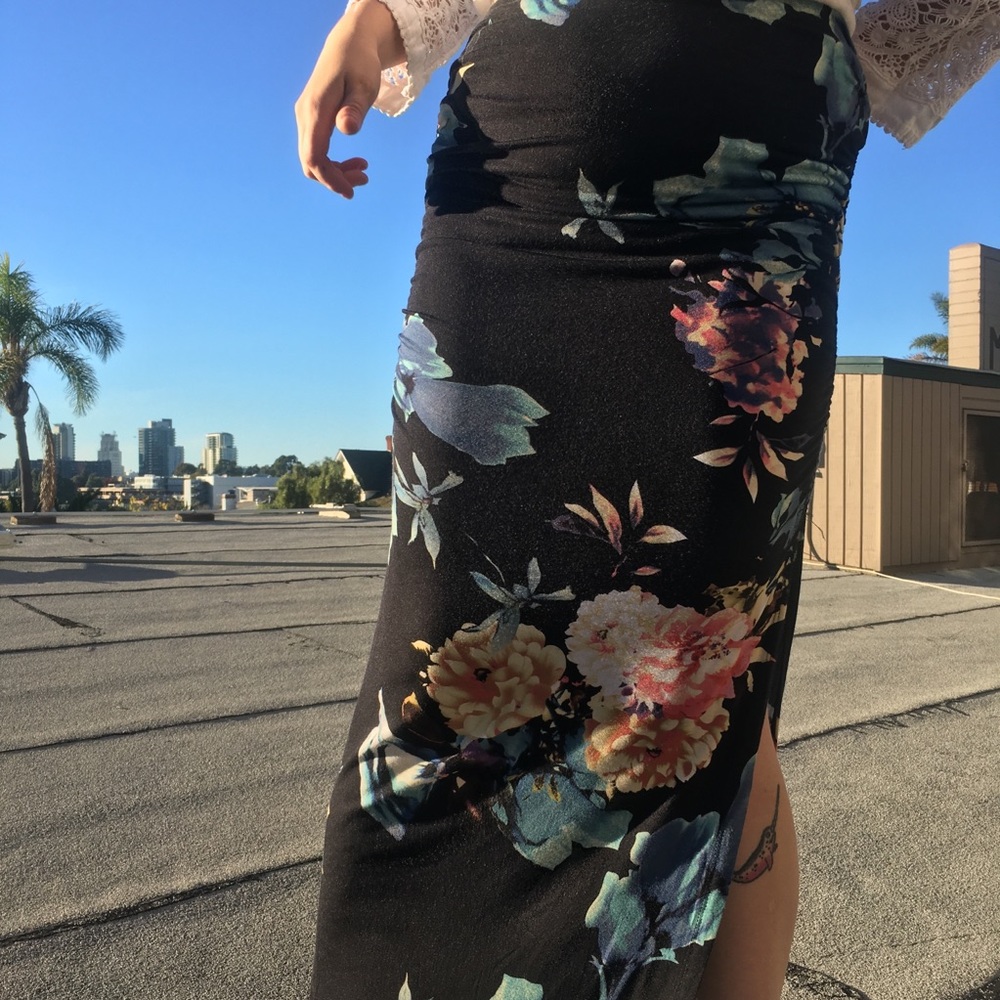 Midnight garden maxi skirt